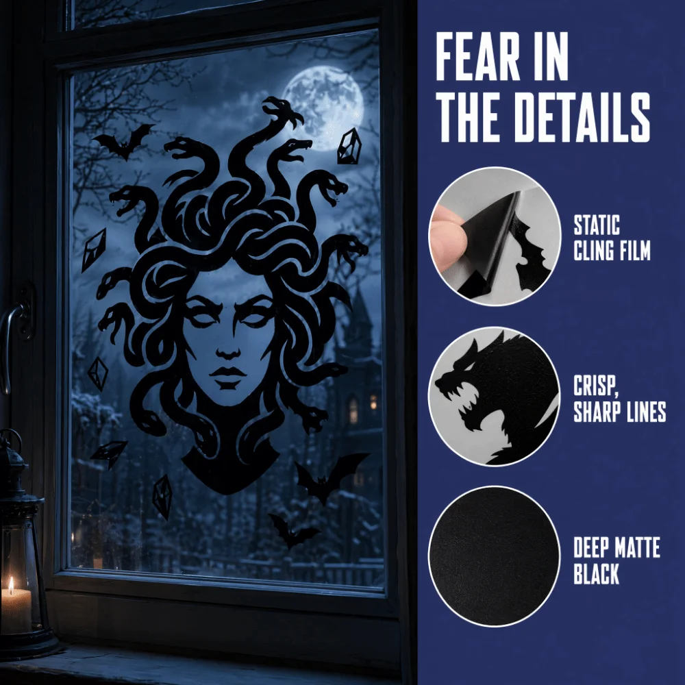 Waterproof Halloween Static Cling Decal DIY Exquisite Bloodstained Handprint Window Sticker Festive Atmosphere