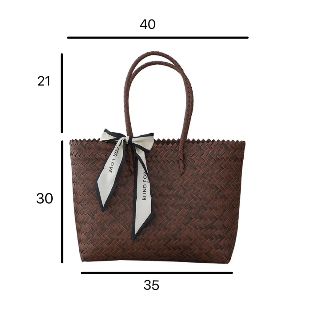 Large Capacity Pp Imitation Rattan Handmade Woven Bag Retro Casual Versatile Ladies Shoulder Tote Bag view 6
