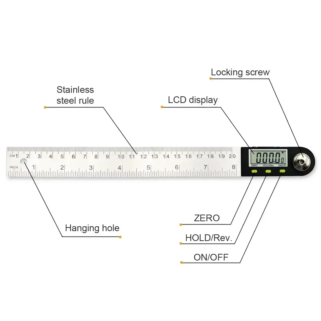 Imagem -02 - Digital Angle Finder Transferidor Angle Finder Régua com 200 mm Ferramenta de Medição para Carpintaria Carpinteiro Construção