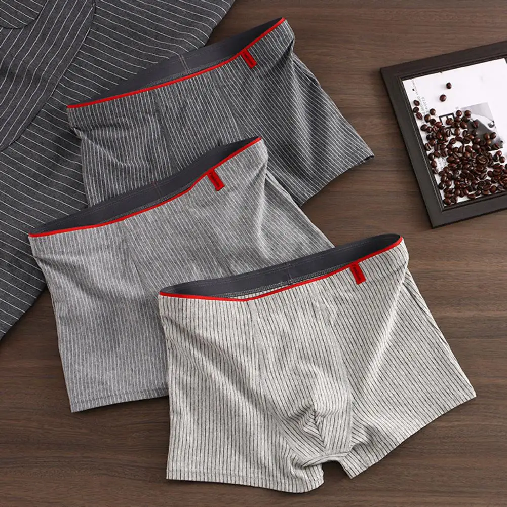 Culotte artificiel astique de Taille Moyenne pour Homme, Absorbant la Sueur, Couture Fine, Sexy, à Rayures, U Convexe, en Coton