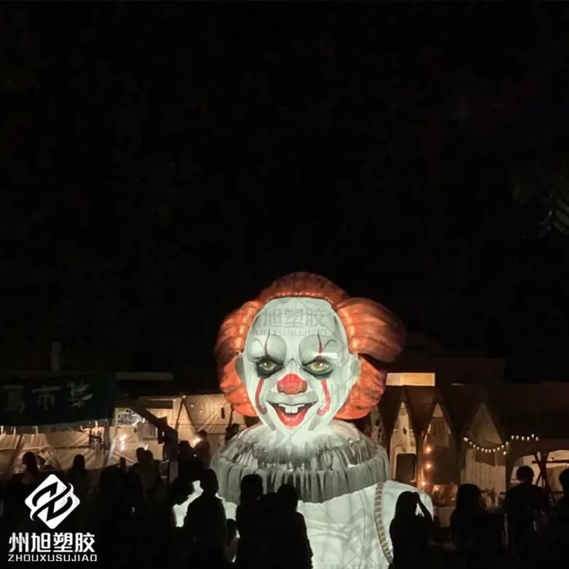 Giant inflatable clown, Evil clown with white LED lights decorated advertising props for Halloween/concert/nightclub
