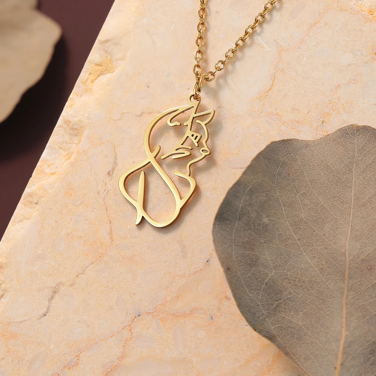 Kinitial Katzen-Anhänger-Halskette für Damen, Edelstahl-Schmuck, niedlicher Valentinstag-Schmuck, Geschenke, Geburtstagsgeschenk, Erinnerungsgeschenk