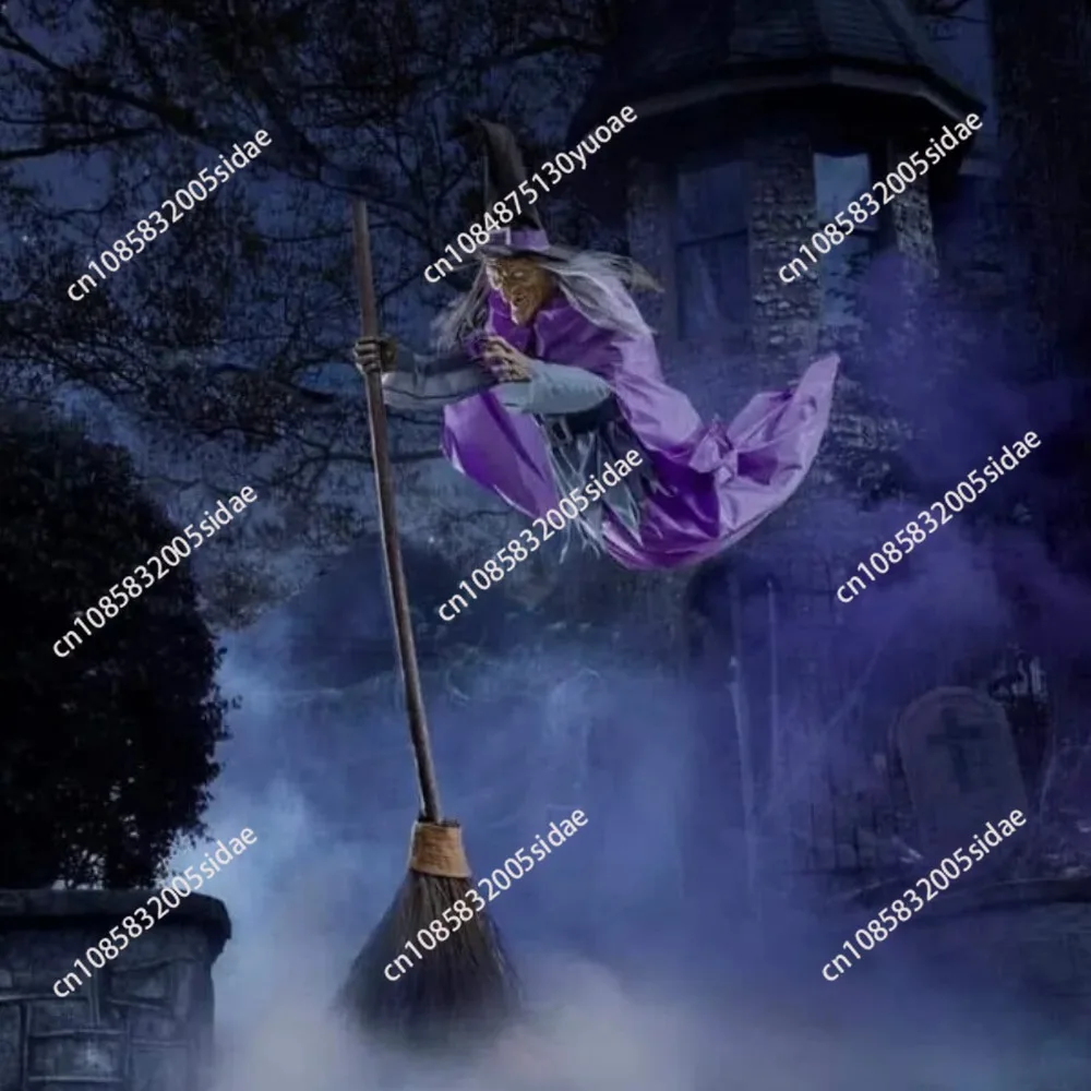 Halloween Decorations Outdoor ,12ft Flying Witch , Sound & Touch Activated Sensor ,Animatronic Scary, Halloween House Ornament