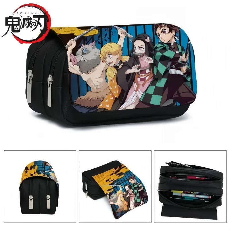

Demon Slayer: Kimetsu No Yaiba Pencil Case Student Stationery Storage Large-capacity Canvas Bag Anime Boys Girls Festival Gifts