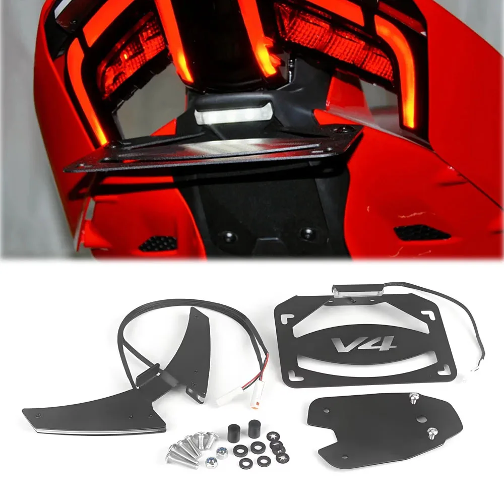 

For Ducati Streetfighte V4 V2 Panigale V2 V4 V4S 2025 Motorcycle LED License Plate Holder Tidy Fender Tailstock bracket