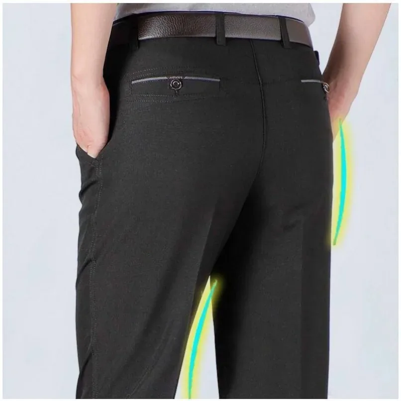 New Design Autumn Men Casual Pants Thick Loose Male Pant High Waist Straight Trousers Business Fashion Pants Man Plus Size 28-40