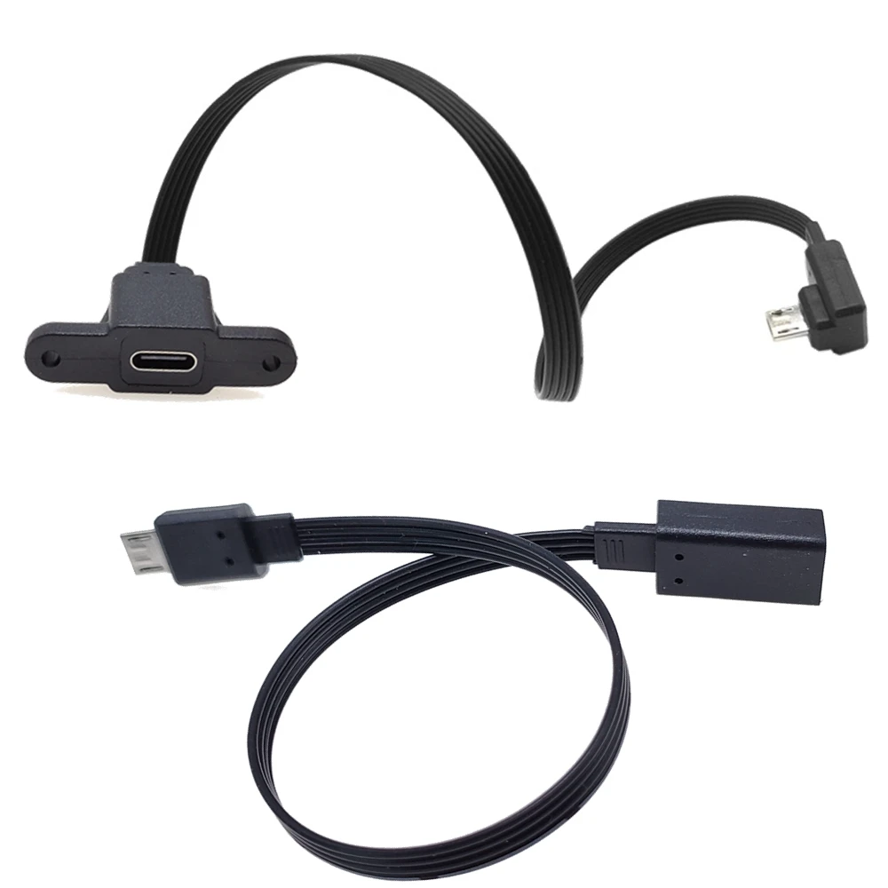 90 Angle Type-C Female To Micro-B Micro USB UP & Down & Left & Right Male USB Charger Data otg cable adapter