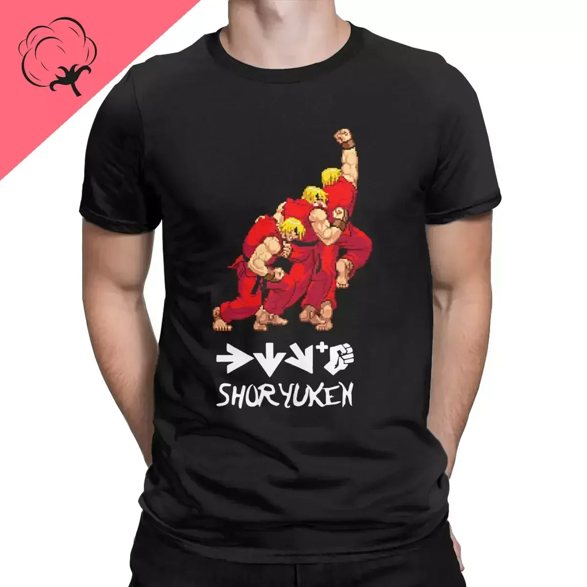 Street Fighter T-Shirt for Men Shoryuken Clothing Vintage Style Short Sleeve O-Neck Tees Shirt XS- 3XL Gift Shirts Ropa Hombre