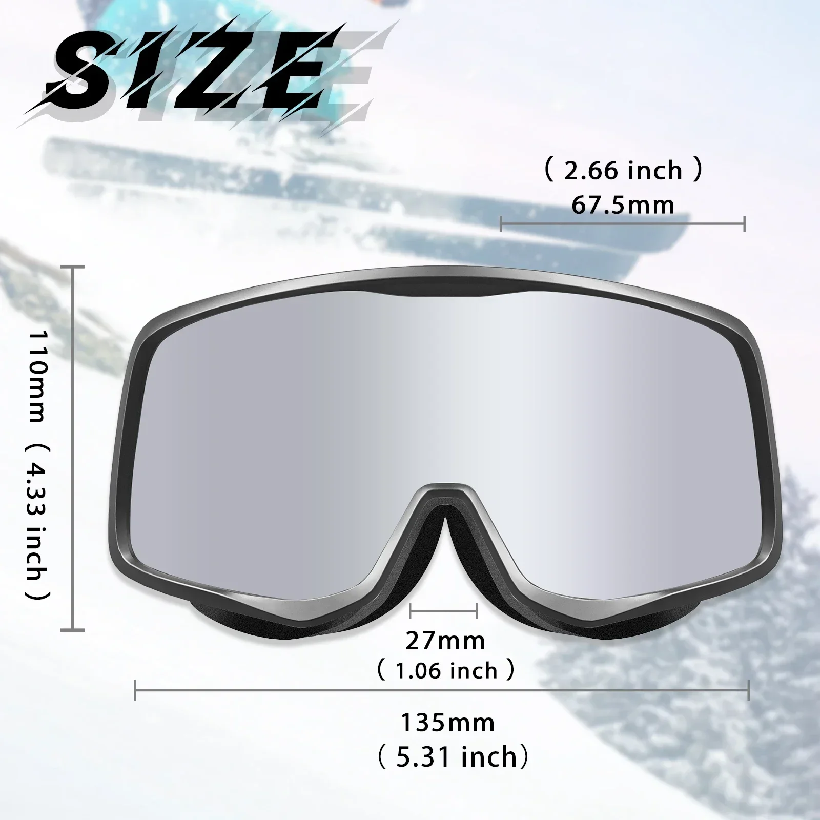 Kapvoe UV400 lunettes de neige Ski snowboard lunettes de soleil masque de Ski pour hommes femmes Anti-buée lentille Kit Protection motoneige lunettes