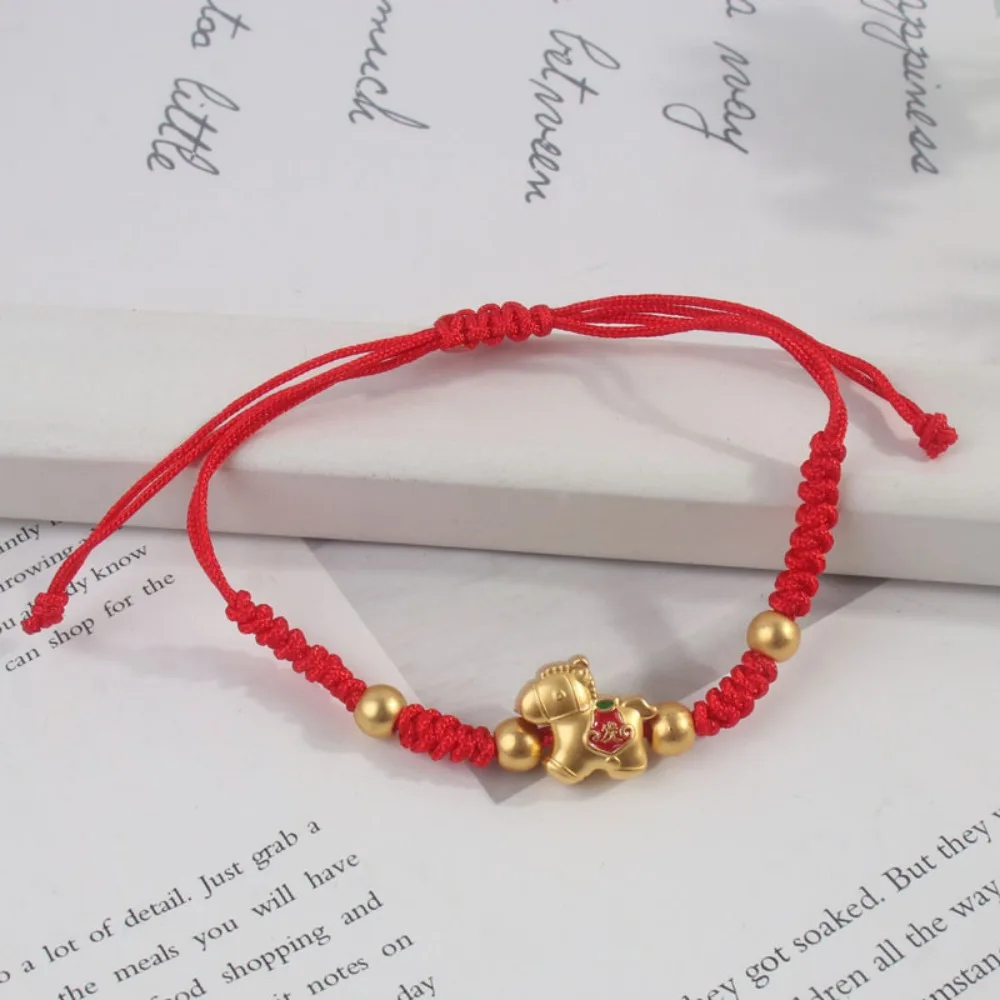 النمط الصيني الحصان العام سوار السنة الجديدة اليد حبل الذهبي محظوظ المهر حبل أحمر نعمة 2026 2026 الحصان سنة ثروة سوار #1