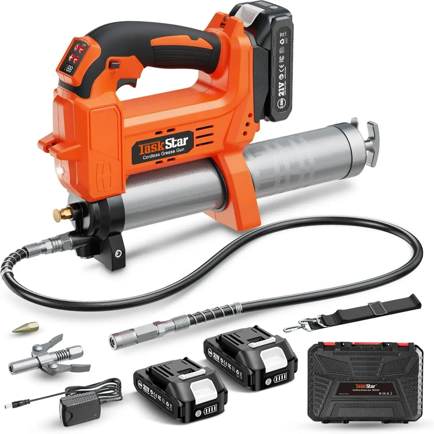 Taskstar 10000PSI Elektrische Vetspuit Kit Verbeterde Vetspuit Machine 4.6 oz/min voor Tractoren Vrachtwagens Voor Makita 18 v Batterij pin - afbeelding 2