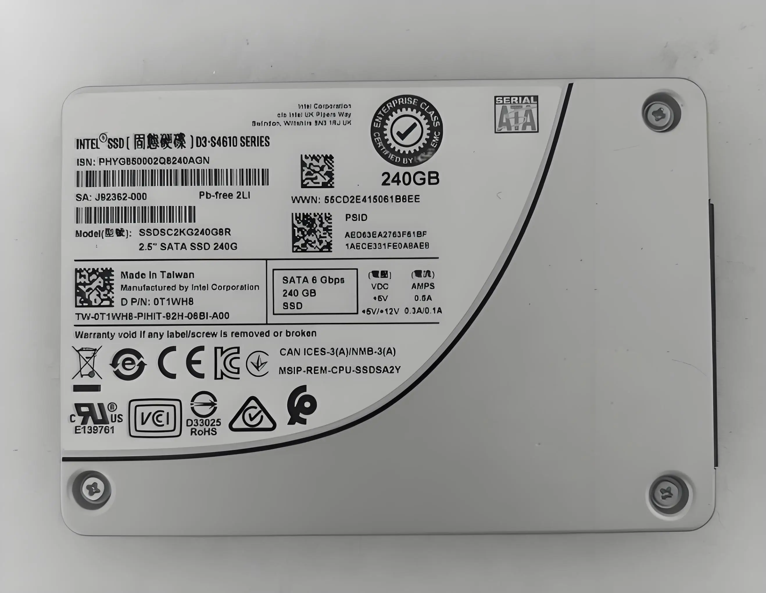 

For 0T1WH8 SSDSC2KG240G8R 240G SATA SSD Enterprise Solid State Drive