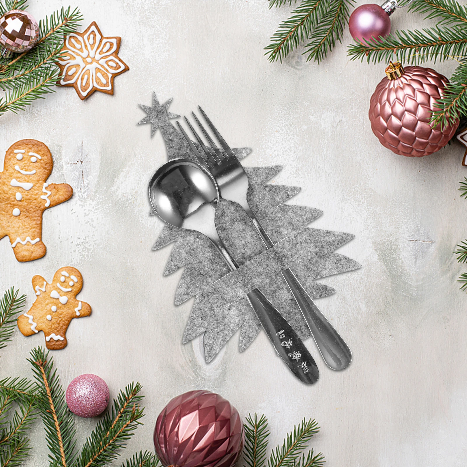 

8 Pcs Silverware Cutlery Bag Set Christmas Decoration Felt Cloth Festival Holder