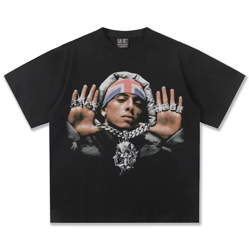 Rapper Casual Cotton Short Sleeve Central Cee Graphic T-Shirt Unisex Oversized Hip Hop Trendy Streetwear Fashion For Weekend