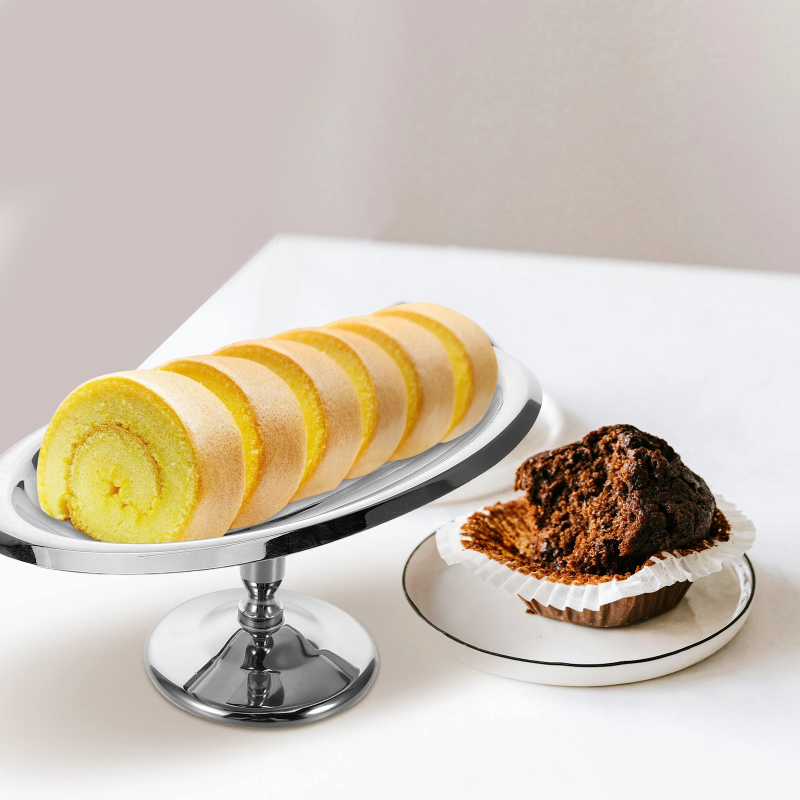 

Retro High Footed Dessert Cup Silver Stand Stainless Steel Metal Bowl Snack Home Party Supplies Kitchen Bar