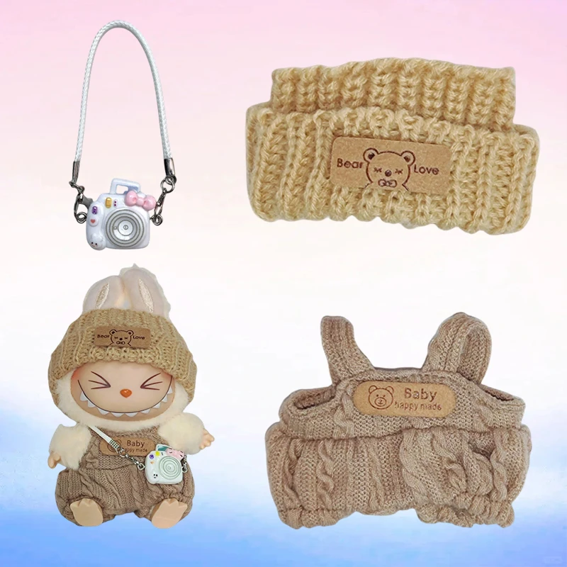 Accessori di abbigliamento per mini bambole da 17 cm per la Corea Kpop Exo Labubu Idol V1 V2 Felpa per scacchi Giacca Sciarpa Set Abbigliamento regalo