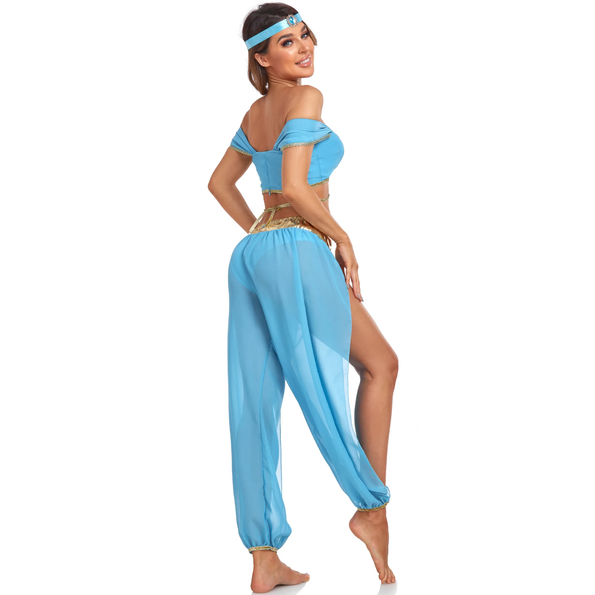 Aladin and The Magic Lamp Jasmine Princess Cosplay Costume for Adult Women European Role Play Stage Outfit for the Halloween