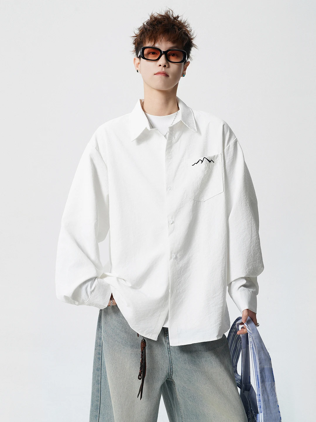 

American Style Men's Long Sleeve Shirt Thin Casual Inner Wear Breathable Sun Protection Lightweight Fashionable Urban Outfit