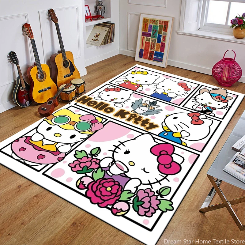 Hello Kit Kuromi My Melody Cartoon Cinnamoroll Carpet for Living Room Bedroom Kids Home Decor Room Decor Area Rug Sofa Mat Gifts