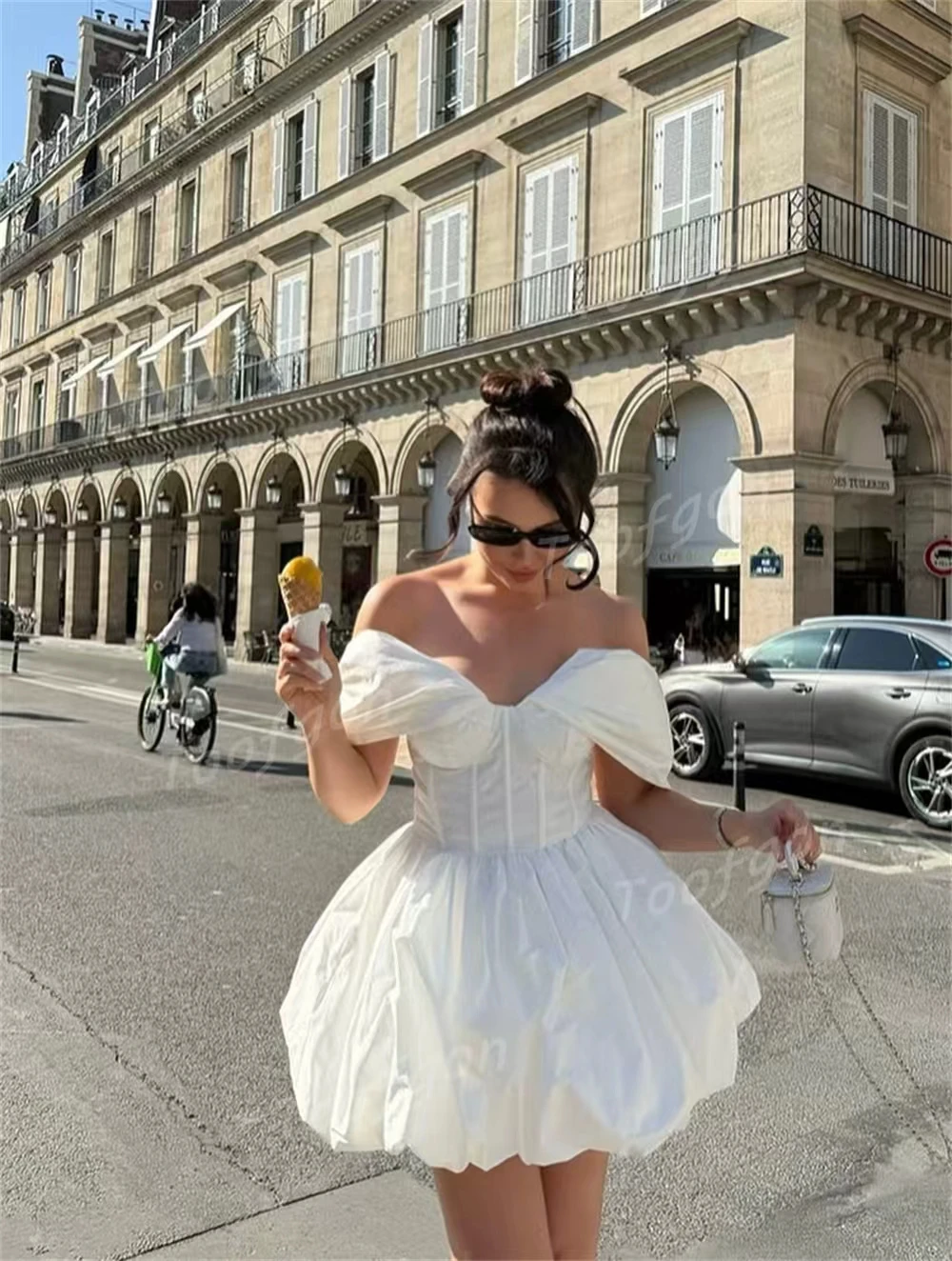 Toofgon Schatz Mini Hochzeit Party Kleider Off Schulter Kurze EINE Linie Spitze Up Vestidos Para Mujer Brautkleider Angepasst