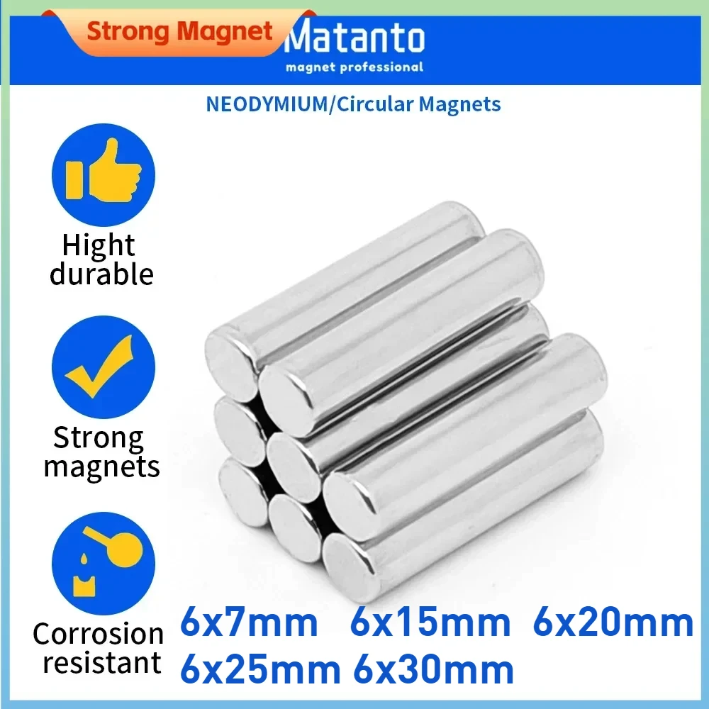 6x7 6x15 6x20 6x25 6x30mm Disc Bulk Sheet Neodymium Magnet Small Round Powerful Magnets Rare Earth Magnets Thickness 6mm