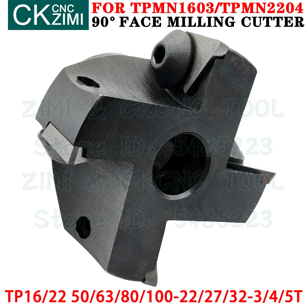 TP16 TP22 50/63/80/100mm Right angle milling cutter fast feed face milling cutter Indexable tools for TPKN TPMN 1603 2204 insert