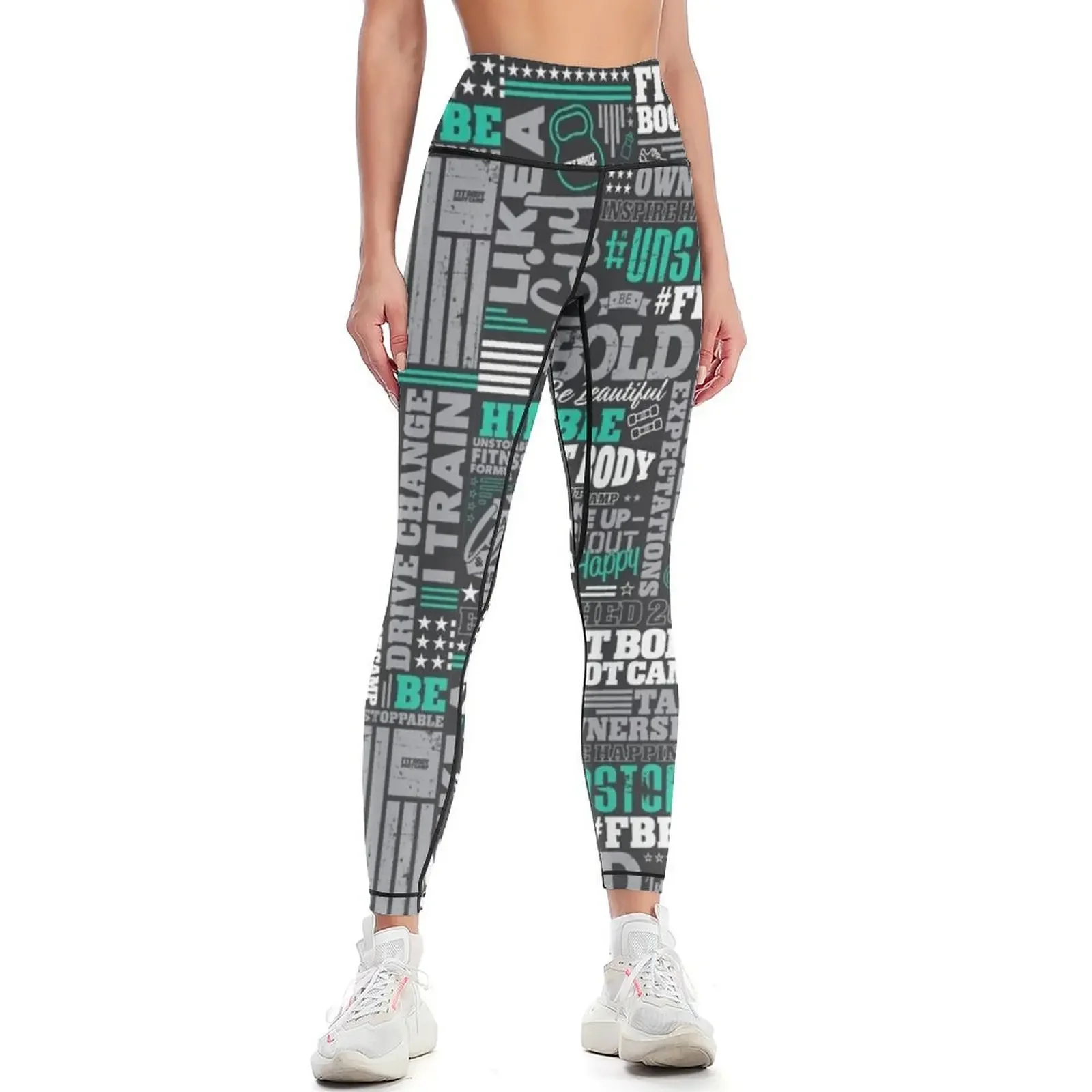 

Teal FBBC Limited Artwork Leggings Women sportwear legging gym Women's tights Sports female Womens Leggings