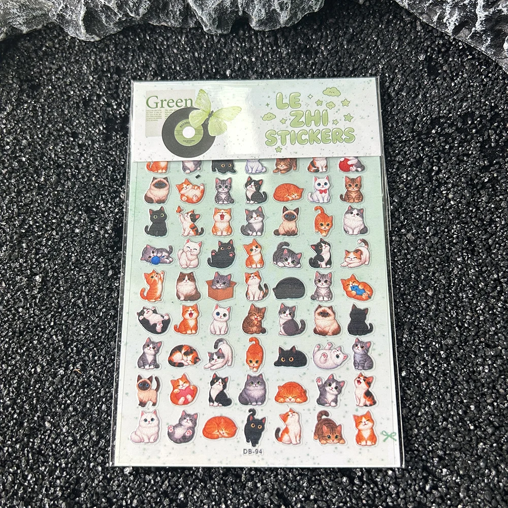 LEZHI Cute Animal Sticker Sheet Kawaii Cat Bear Rabbit Puppy Decals For Diary Journal Scrapbooking Planner Decoration Stationery