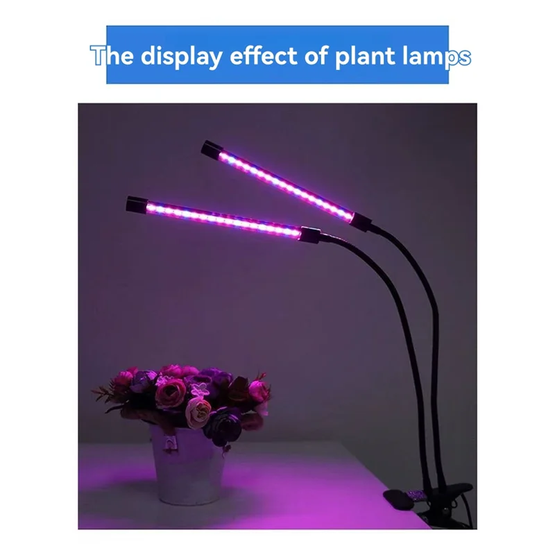 Lampa LED do uprawy roślin A88E-USB, do ogrodu w pomieszczeniach, ściemnialna, pełne spektrum, ustawienie timera, do upraw hydroponicznych i szklarni.
