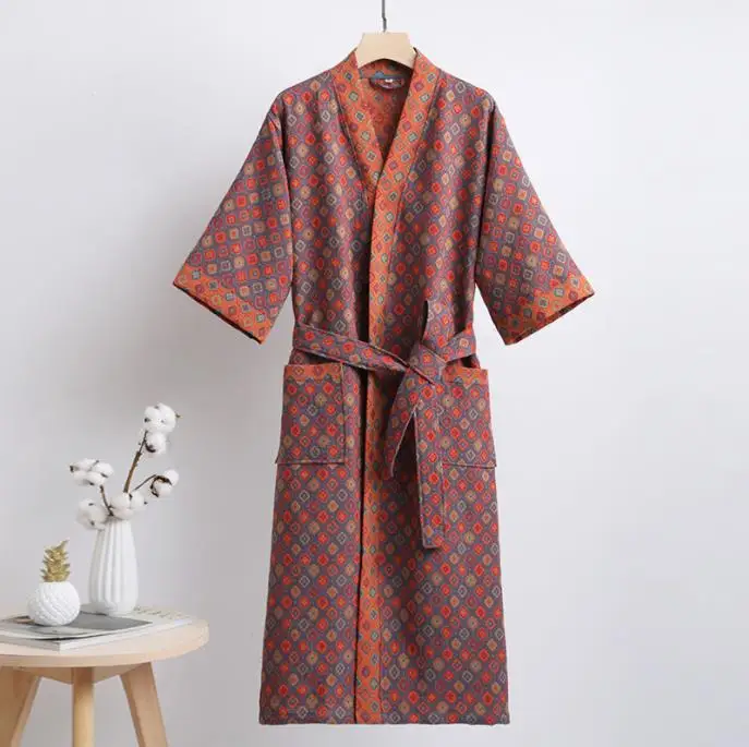 Cotton Gauze Print Kimono Robes Female Home Clothing Spring Summer New Loose Fitting Bathrobe Pajamas Casual Women Sleepwear