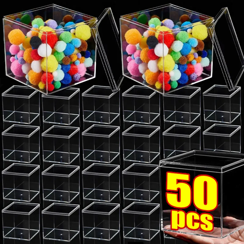 

2025 New Christmas Transparent Plastic Boxes Candy Packaging Box Ornament Boutique Square Storage Jewelry Figue Display Boxes