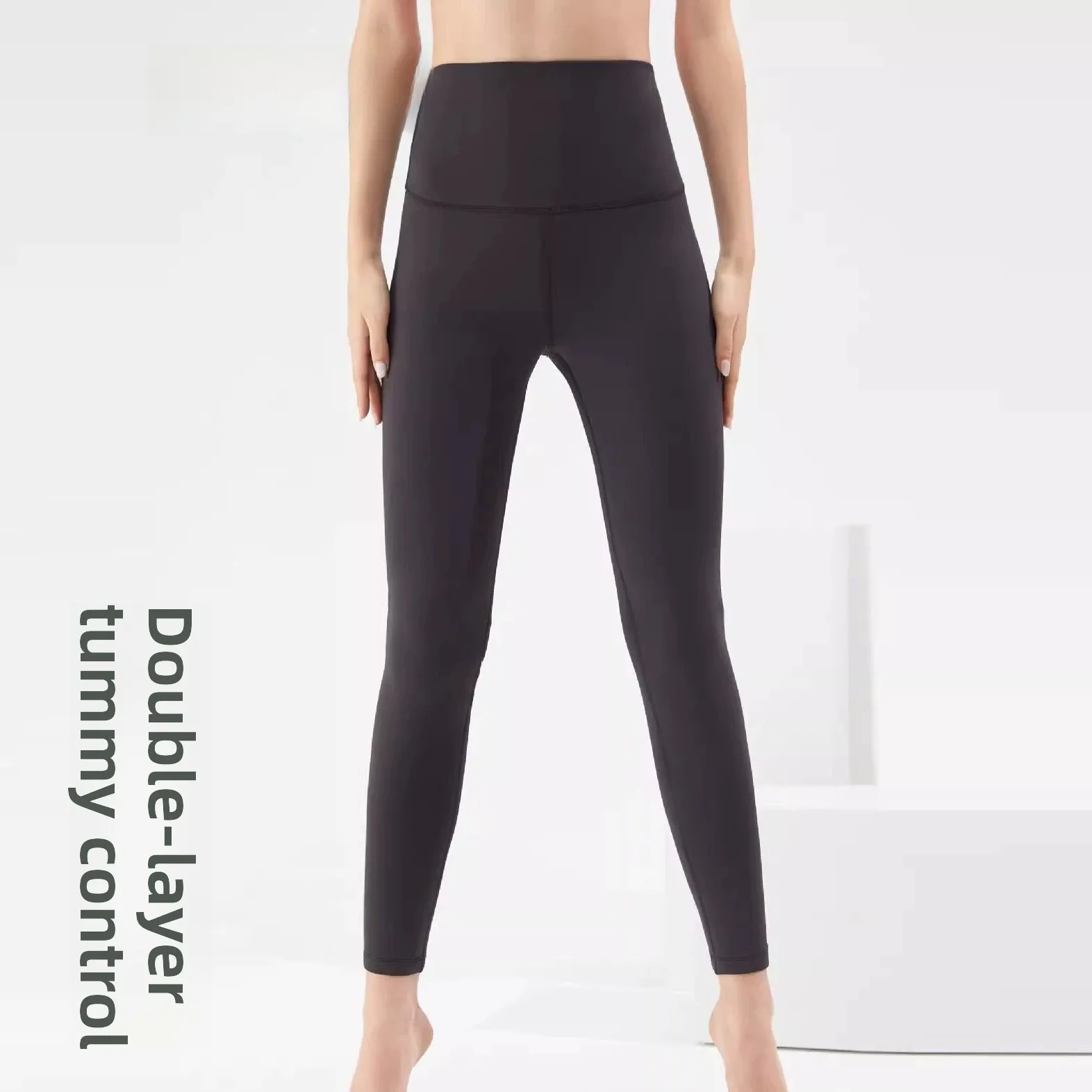 

Женские утягивающие двухслойные леггинсы для йоги с высокой талией, повседневные длинные брюки из полиэстера