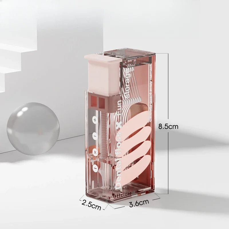 يتضمن موزع الخيط المحمول 10 قطع من منظم الخيط الأوتوماتيكي القابل للصدف للعناية بالفم وعصي الخيط القابل للتصرف #6