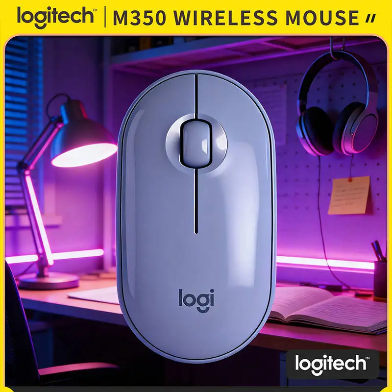 

Logitech M350 Pebble Travel Mouse - 77g Light, Quiet Clicks, USB Storage, 18-Month Battery, Fits Laptop Bag for Travel