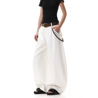 DM Men's White Gothic Y2k Baggy Jeans Harajuku Aesthetic 2000s Style Trousers Vintage Jean Pants Trashy Clothes