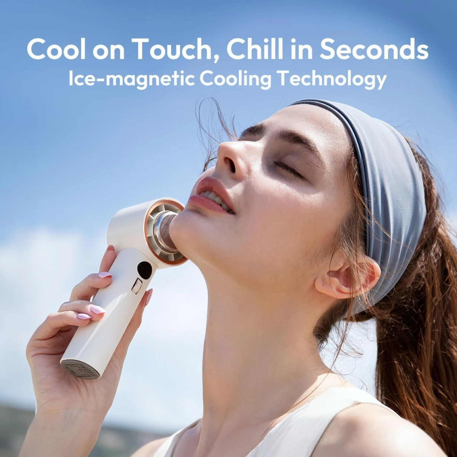 พัดลมมือถือแบบพกพาแบบชาร์จไฟได้พร้อมดีไซน์เทอร์โบ - เหมาะสําหรับผู้ชายและผู้หญิงขณะเดินทาง - เหมาะสําหรับการตั้งแคมป์และการใช้งานกลางแจ้ง