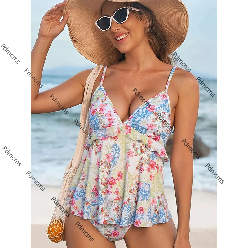 

2025 новое бикини, европейская и американская мода, сексуальный раздельный купальник с принтом, женский пляжный купальник