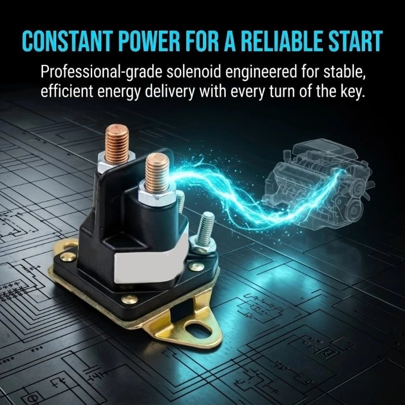 12V Starter Solenoid for Lawn Mower Starter Systems, Black Housing with Metal Mount and Threaded Posts for Repair and M4YD