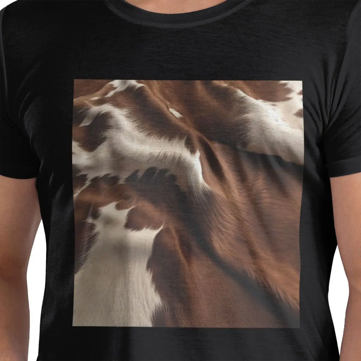 

Stylish Cow Fur Cowhide Texture Cow Skin Print Patter T-Shirt Men's Fashion Oversized T Shirt Men Round Neck Summer Shirts Tops