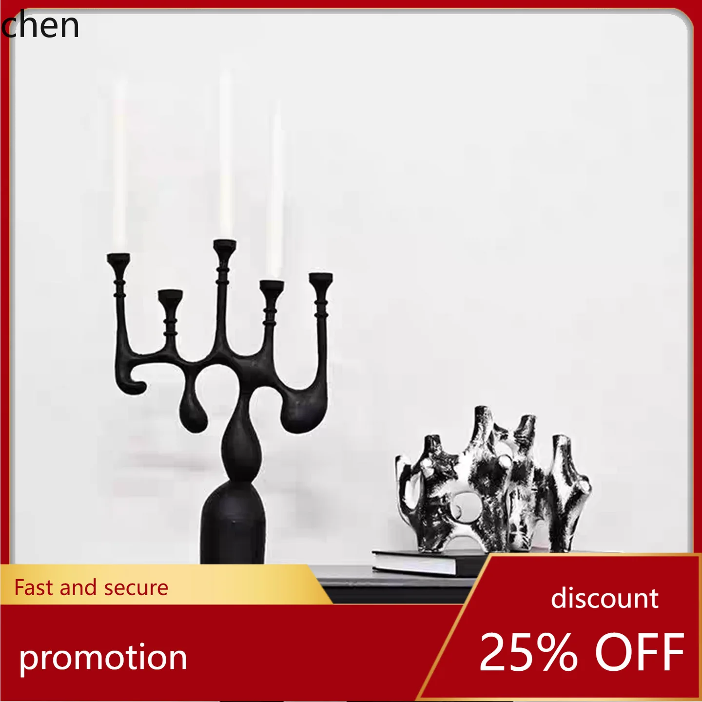 

HT Vintage Style Five-Head Candle Holder Ornament Home Simple B&B Restaurant Candlelight Dinner Candle Stand