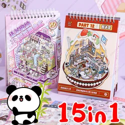 Wholesale 15IN1 3D Landscape Stickers Book 2.5d DIY Cabin Scene Sticker Birthday Gift for Child Kid