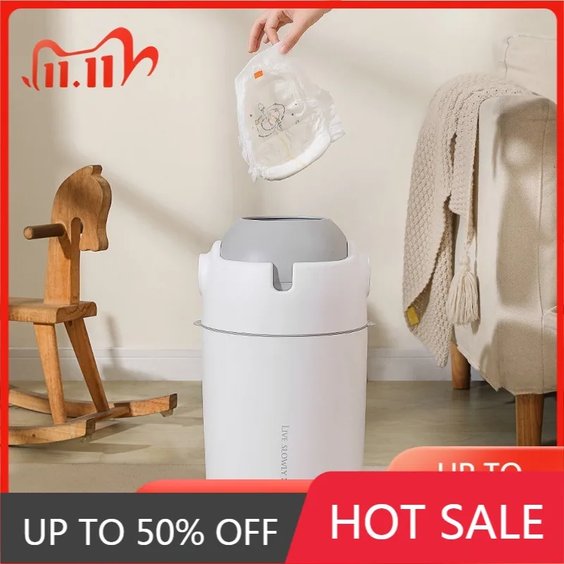 Anti Odor Diaper Trash Can Cute Large Capacity Trash Bin Creative Design Portable Garbage Cans Baby Room Litter Bins With Lid