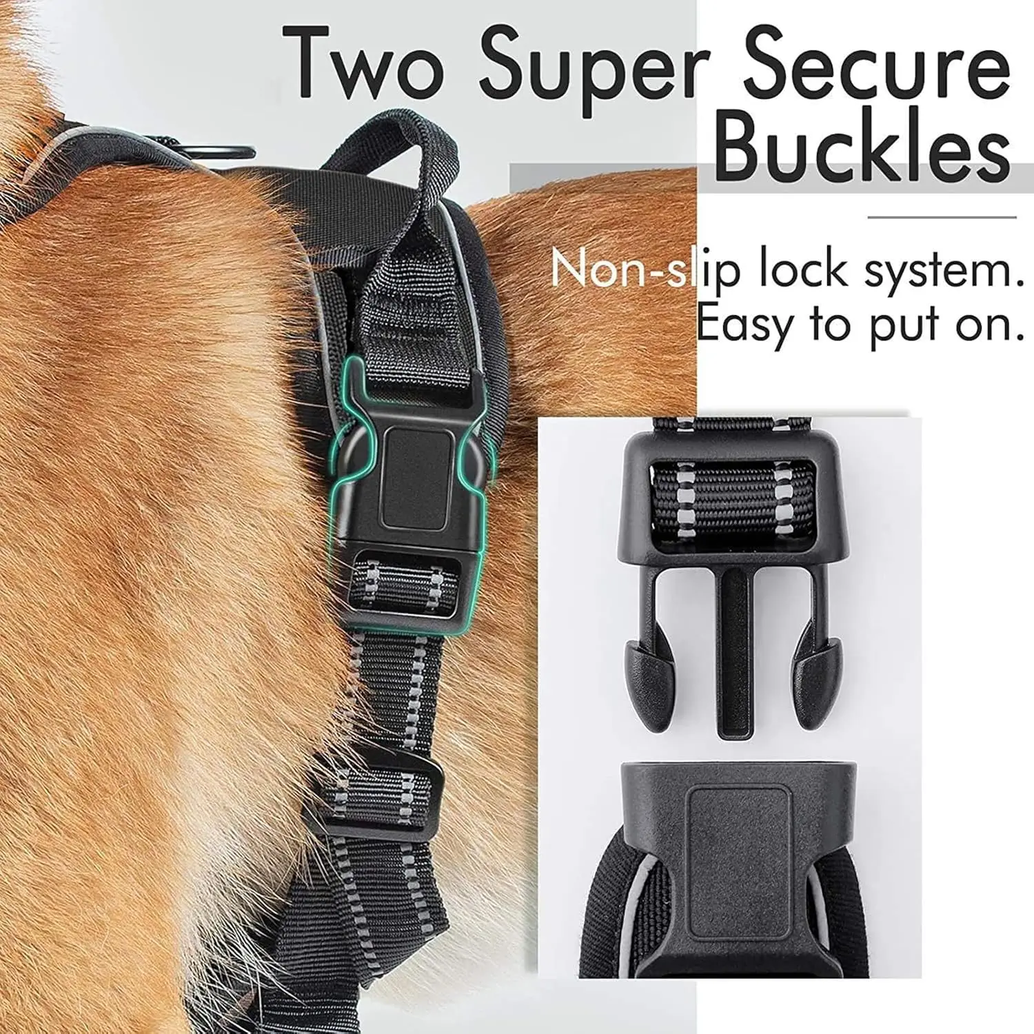 Dog Harness No Pull Adjustable Padded Vest With Reflective Tape_voghion.com