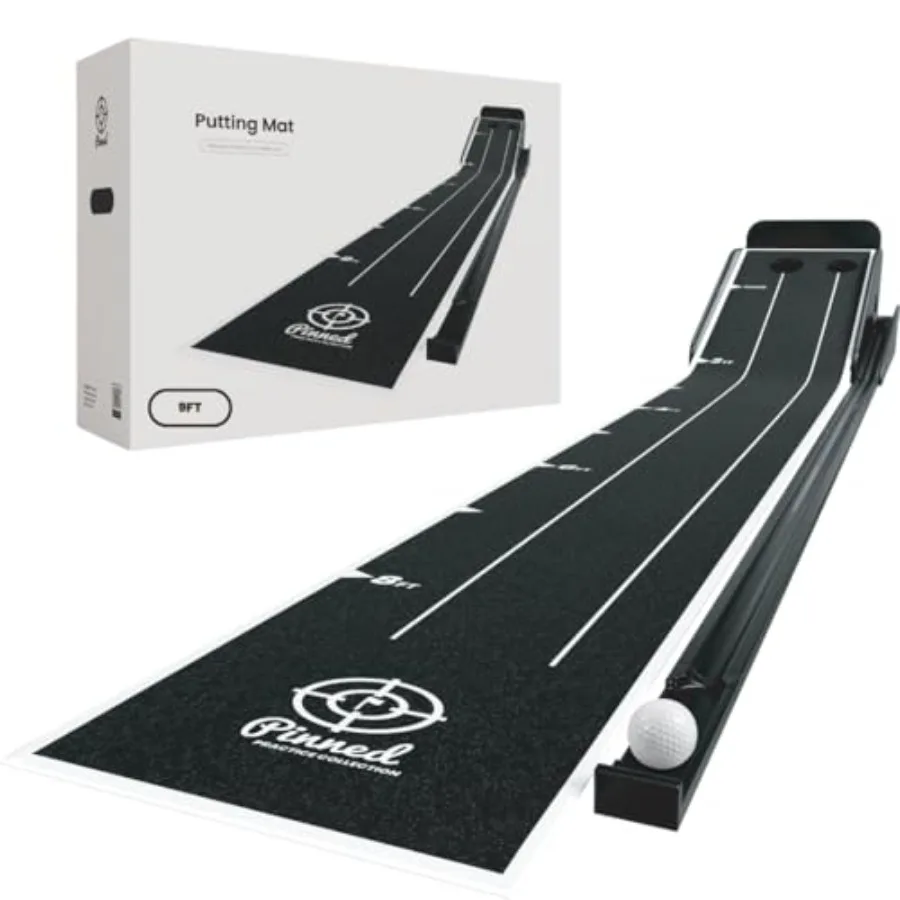

The Roller - Premium Golf Putting Mat - 9-Foot Portable, Non-Slip Putting Green Indoor with Magnetic Ball Return and Distance M