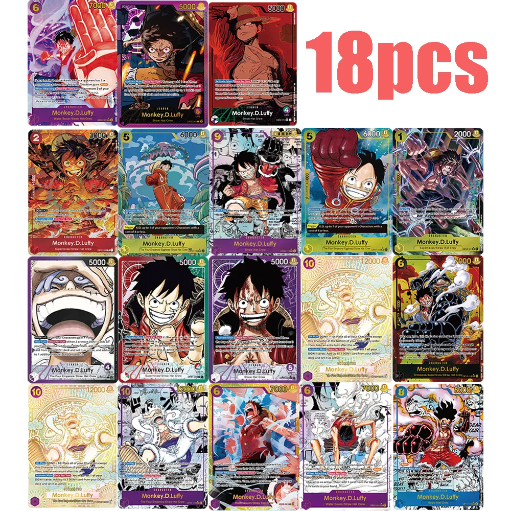18 SZTUK KART HAMUZETOWYCH ANIME ONE PIECE, EDYCJA KOMPLETNA, WERSJA ANGIELSKA, KOLEKCJA KART HAMUZETOWYCH, KARTY HAMUZETOWE LUFFY/ACE/CHOPPER, KARTY PROXY