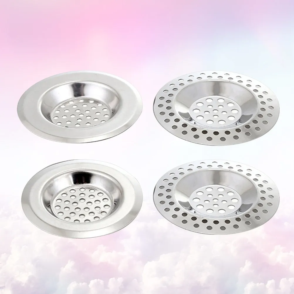 4Pcs Heavy Duty Stainless Steel Sink Strainer Kit Universal Fit Kitchen Bathroom Drain Filter Screen for Wash Bowls Garbage