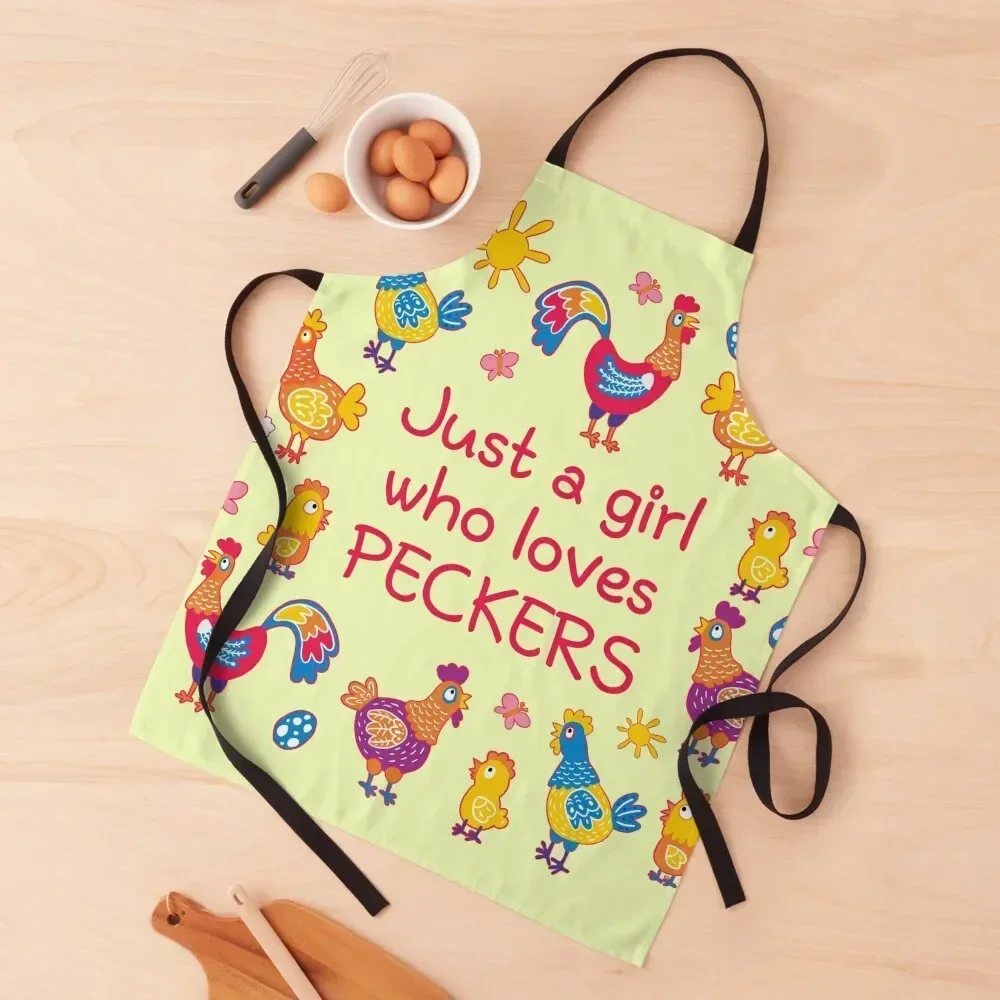 

Just a girl who loves peckers Apron Kitchen Novel Kitchen Accessories Dress cleanings manicurist Apron