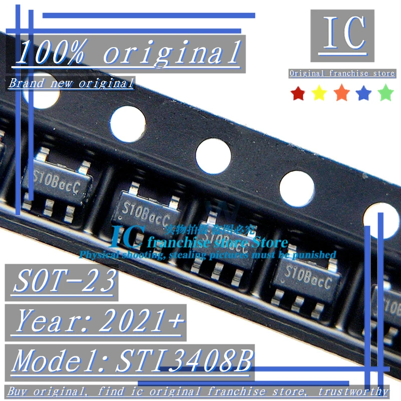 2021+ 100% Brand new original 50PCS-200PCS STI3408B STI3408 SOT23-5 Silkscreen S10B** 1.2A/1.5MHz Synchronous Buck Converter