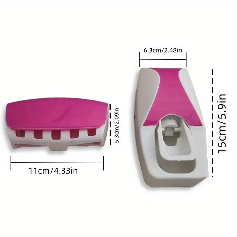 Toothbrush Holder With Automatic Toothpaste Dispenser Wall Mounted Toothbrush Storage Rack & Bathroom Toothpaste Squeezer