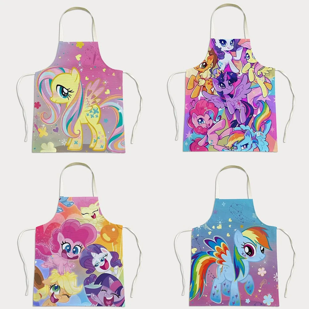 

Красочные фартуки My Little Pony для развлечения, приготовления пищи и выпечки, мультяшный фартук для взрослых и детей, кухонные противообрастающие чистящие средства